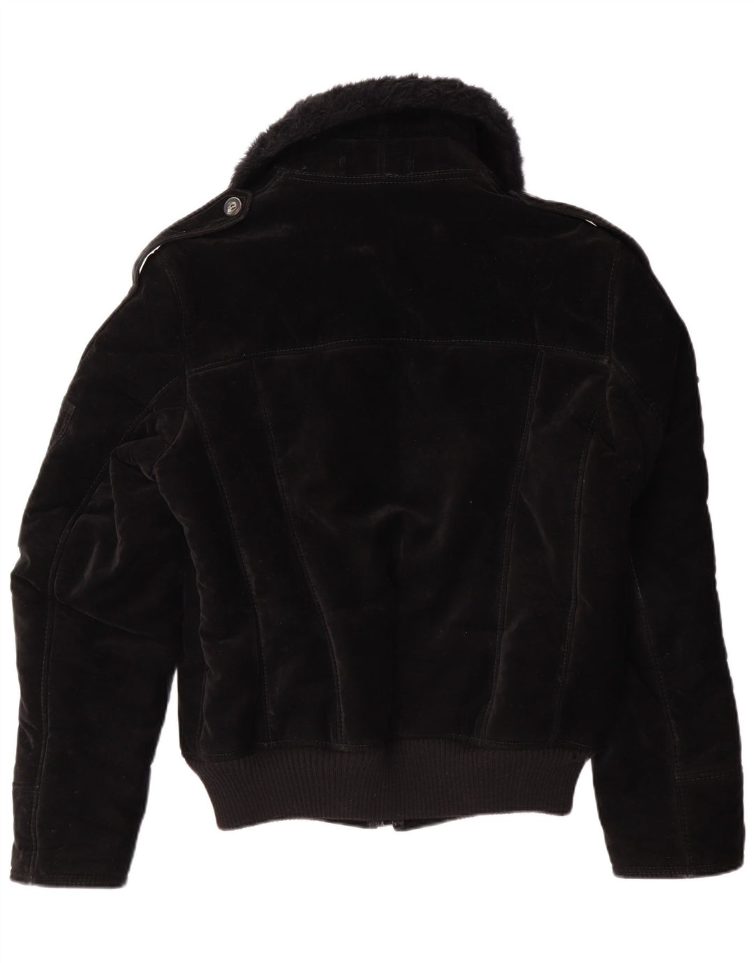 VINTAGE ženska šerpa jakna UK 12 Srednja crna viskoza