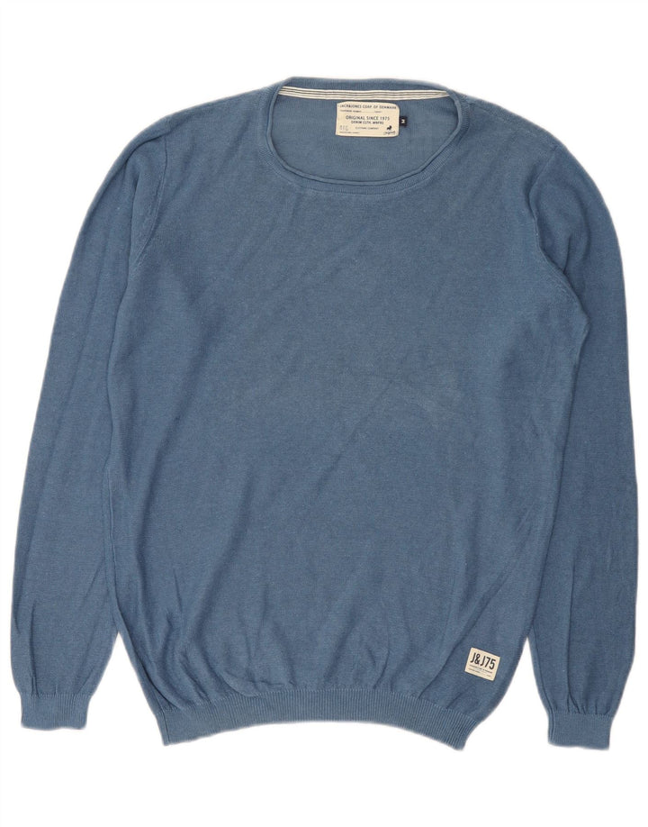 Jack & Jones muški džemper s veznim izrezom Srednje plavi lan