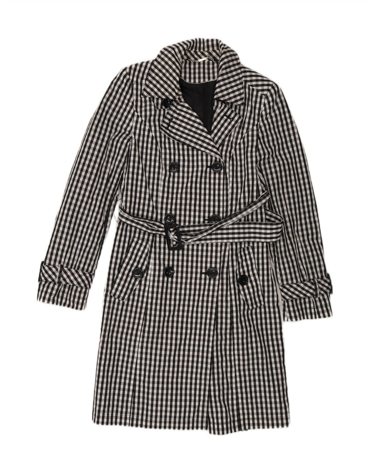 Laura Ashley ženski trenč kaput UK 10 Mali mornarsko plavi gingham poliklorid