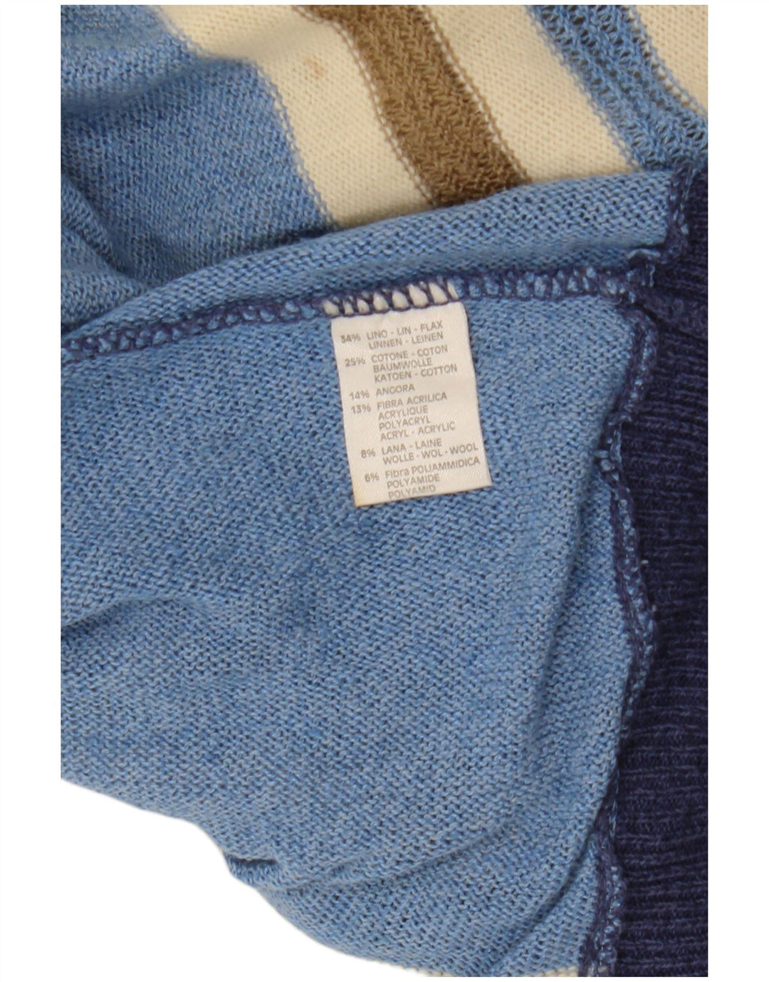 VINTAGE ženski džemper s morskim izrezom UK 12 srednje raznobojne pruge