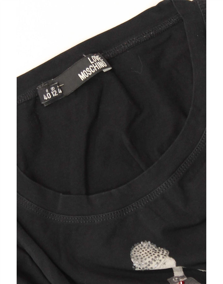 Moschino ženska majica dugih rukava s grafikama UK 12 srednje crna