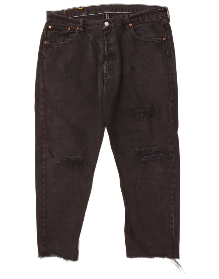 Levi's muške 501 ravne traperice s oštećenjem W36 L26 crne