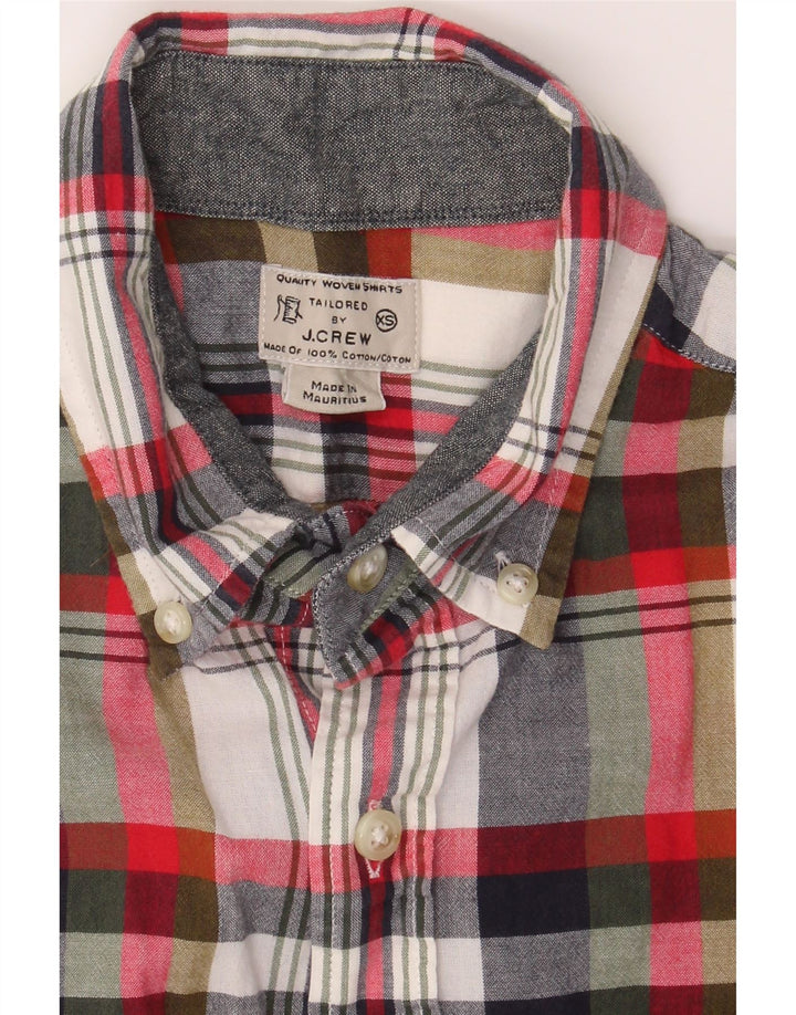J. CREW Mens Tailored Short Sleeve Flannel Shirt XS Multicoloured Check Vintage J. Crew and Second-Hand J. Crew from Messina Hembry 
