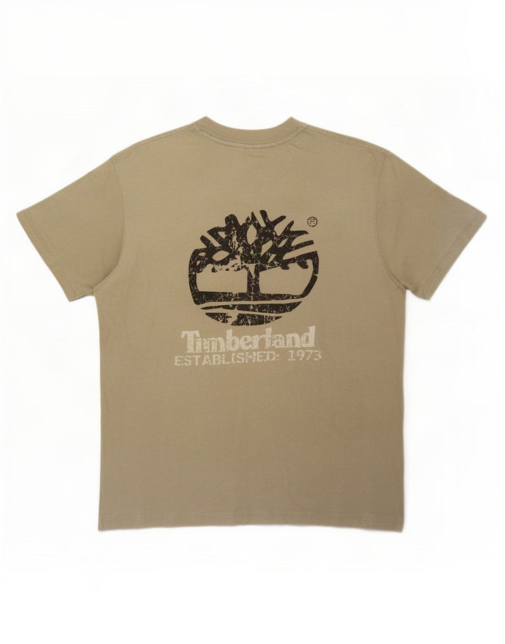 Timberland muška majica s grafičkim motivima, mali kaki pamuk