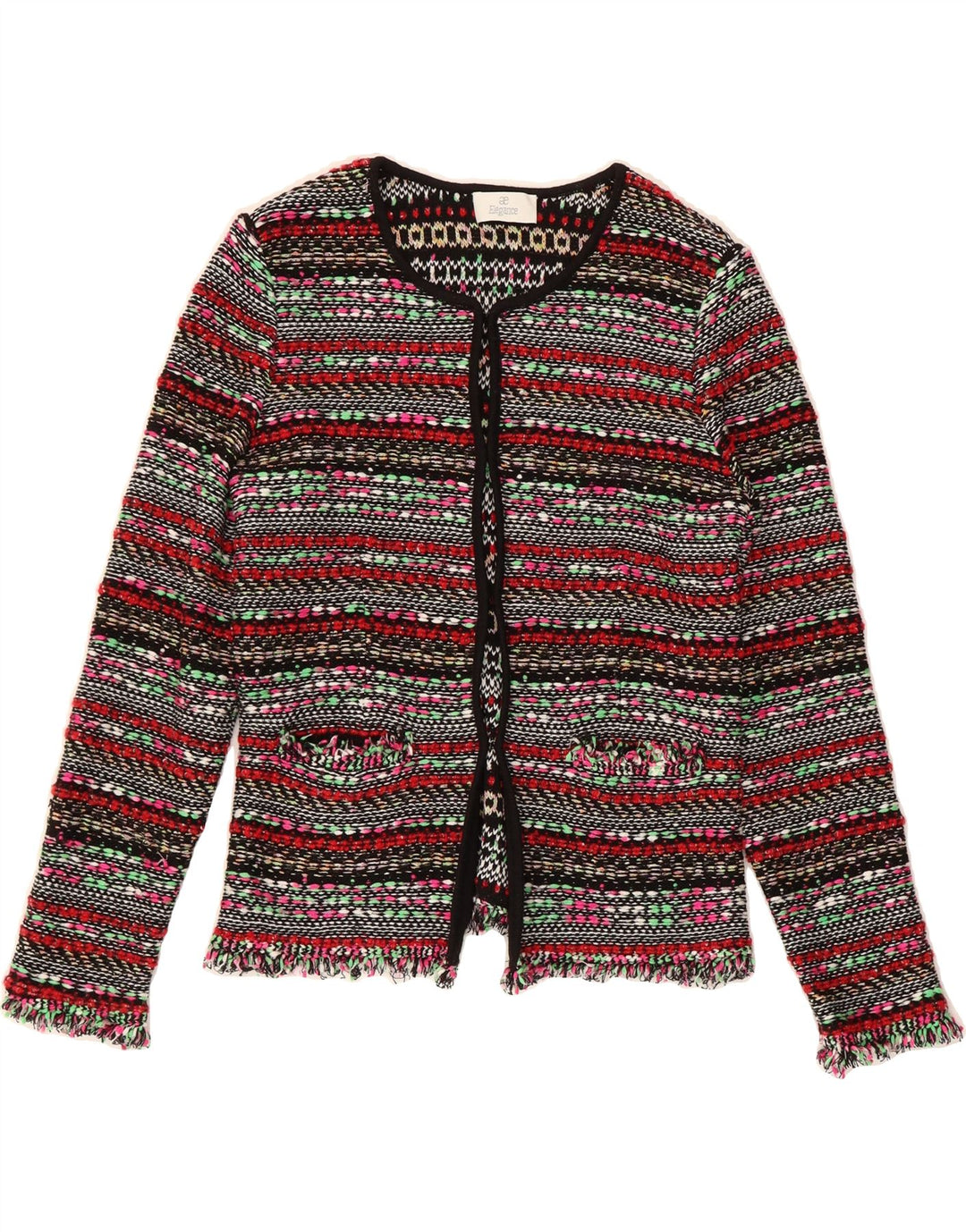 ELEGANCE Womens Cardigan Sweater UK 10 Small Multicoloured Striped Vintage Elegance and Second-Hand Elegance from Messina Hembry 