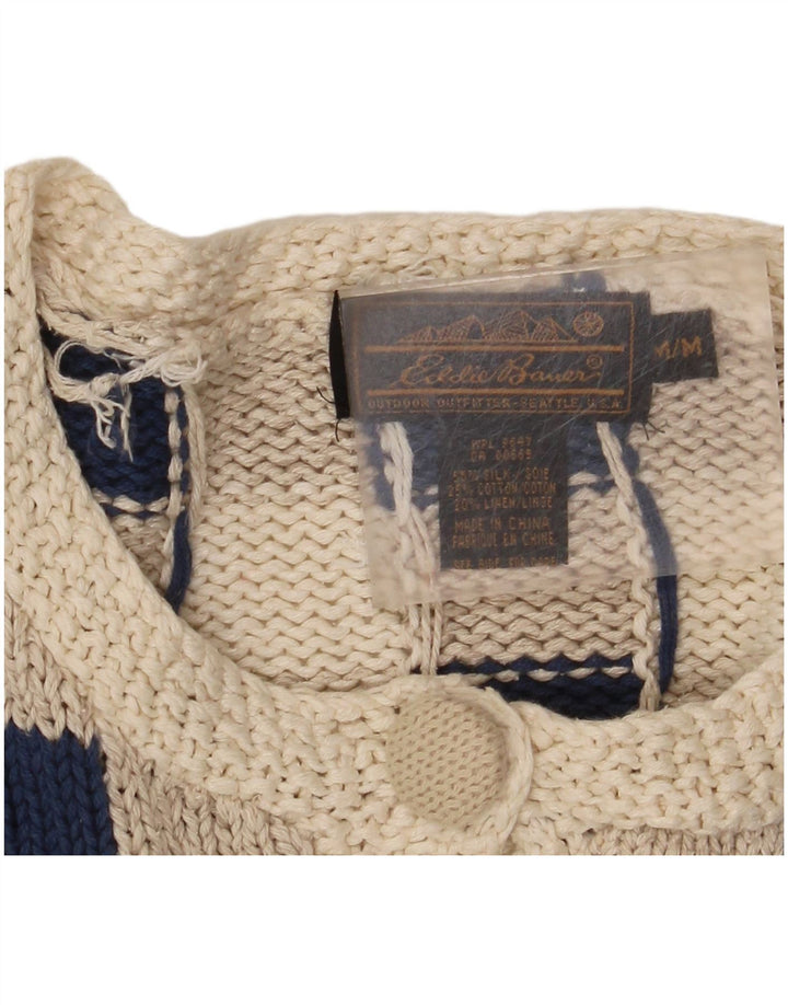 Eddie Bauer ženski kratki kardigan pulover UK 14 srednje sivi karirani svileni