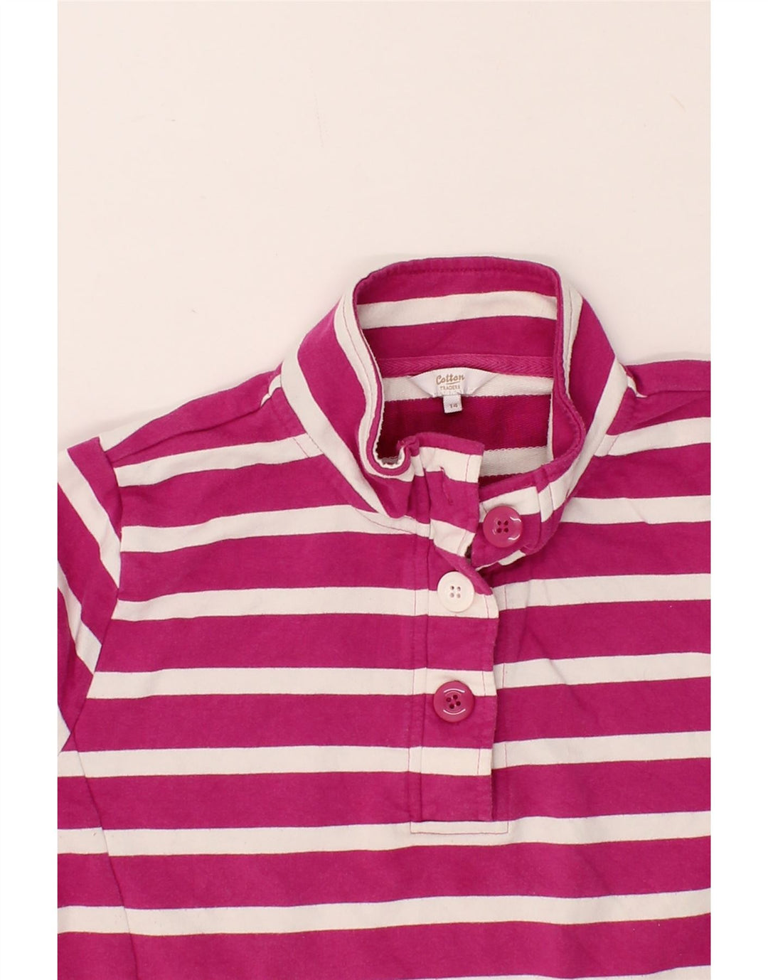 COTTON TRADERS Womens Button Neck Sweatshirt Jumper UK 14 Medium Pink Vintage Cotton Traders and Second-Hand Cotton Traders from Messina Hembry 
