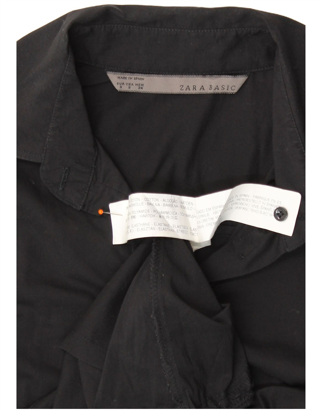 ZARA Womens Shirt Bodysuit UK 10 Small Black