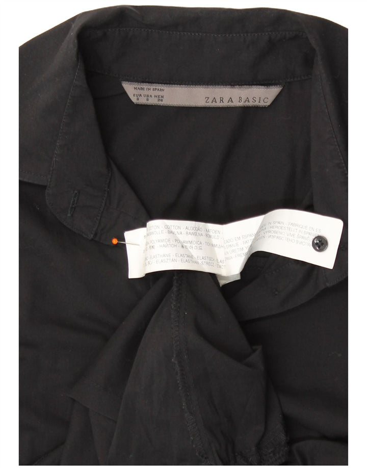ZARA Womens Shirt Bodysuit UK 10 Small Black