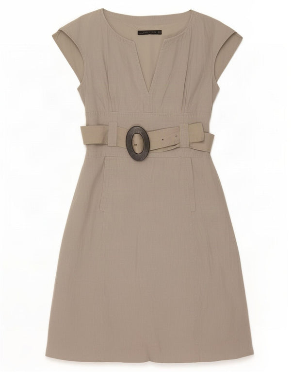 Zara ženska plašt haljina bez rukava UK 16 Large Beige Lan