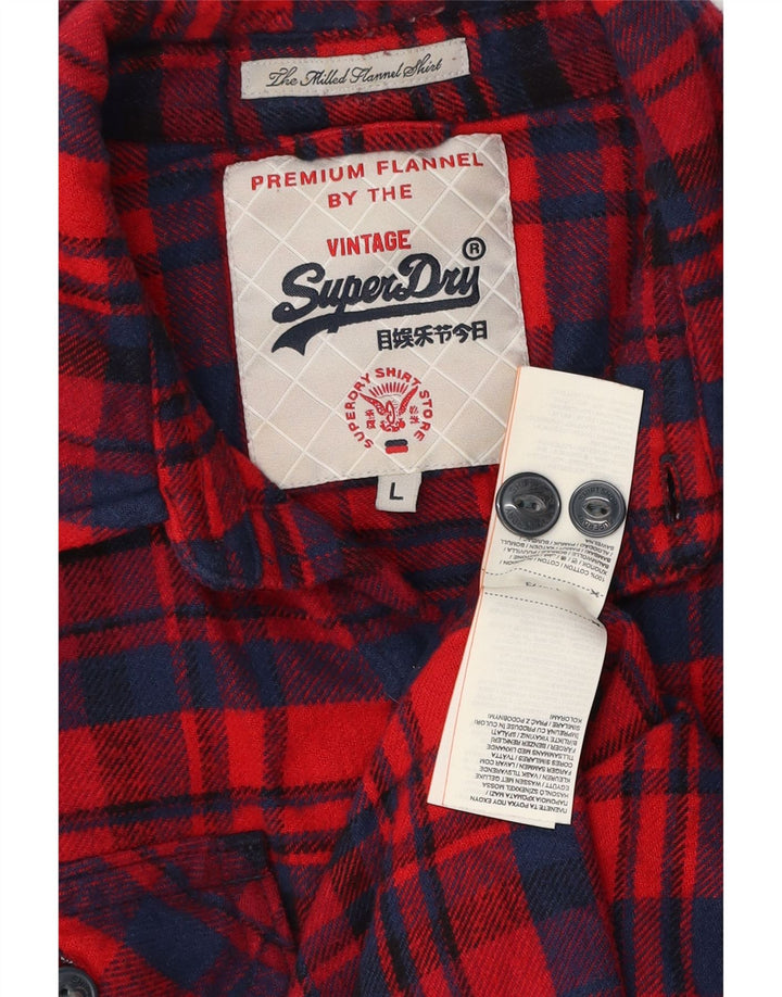 Superdry muška flanelska košulja, veliki crveni karirani pamuk