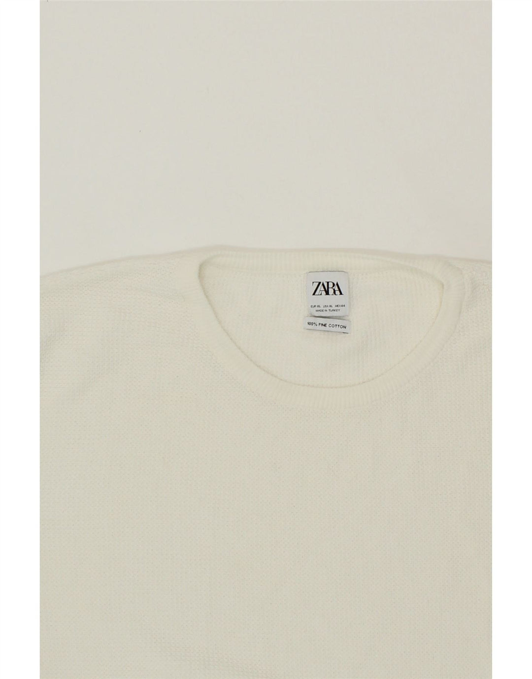 ZARA Mens Crew Neck Jumper Sweater XL White Cotton Vintage Zara and Second-Hand Zara from Messina Hembry 