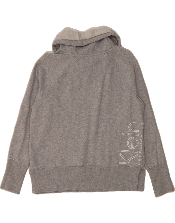 CALVIN KLEIN Womens Graphic Roll Neck Sweatshirt Jumper UK 14 Medium Grey Vintage Calvin Klein and Second-Hand Calvin Klein from Messina Hembry 
