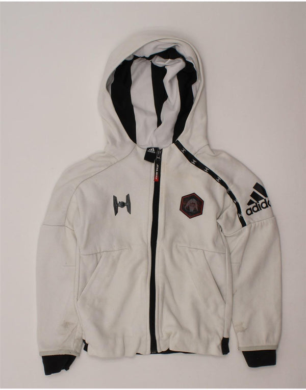 ADIDAS pulover s kapuljačom s patentnim zatvaračem za dječake 3-4 godine u bijeloj boji