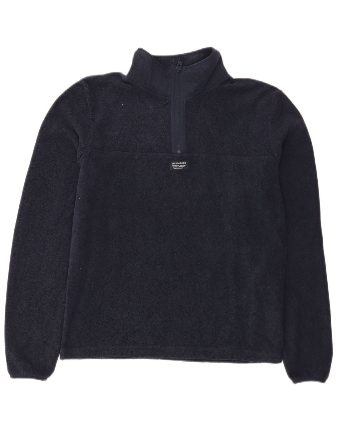 Jack & Jones muški džemper od flisa s patentnim izrezom Mali tamnoplavi poliester