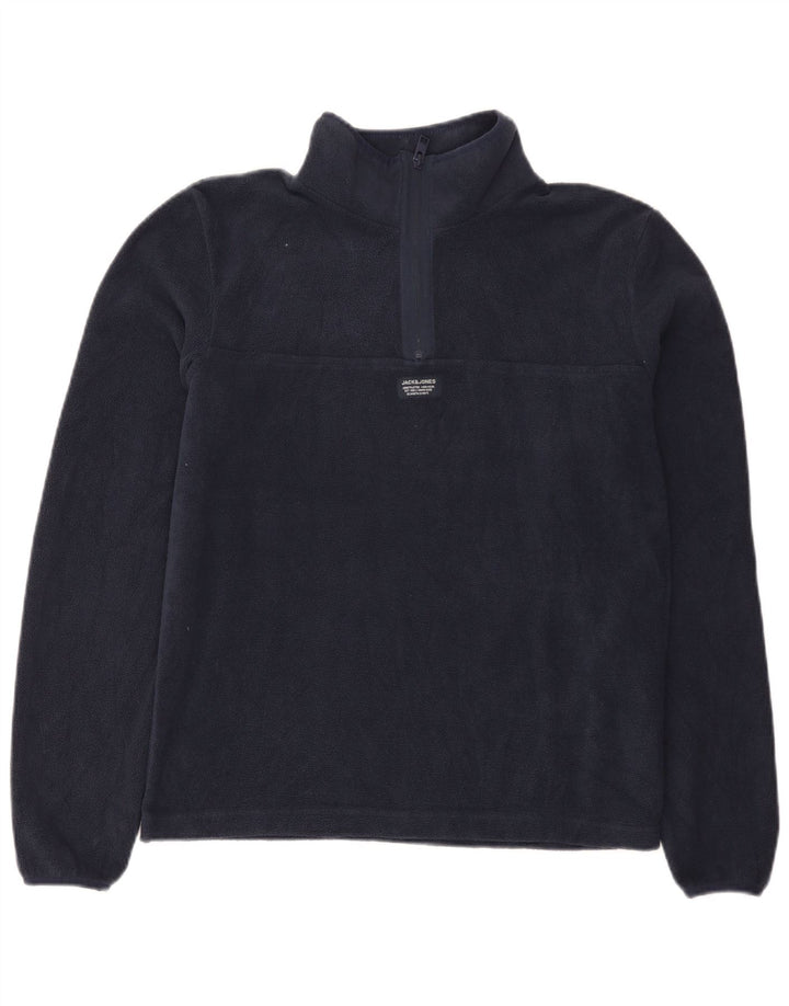 Jack & Jones muški džemper od flisa s patentnim izrezom Mali tamnoplavi poliester