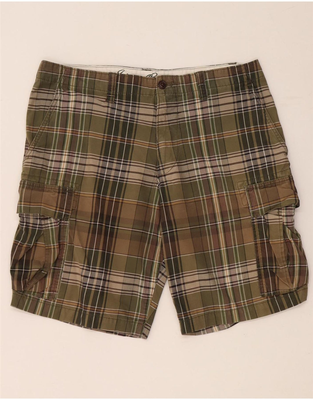 EDDIE BAUER Muške kargo kratke hlače W35 veliki kaki karirani pamuk