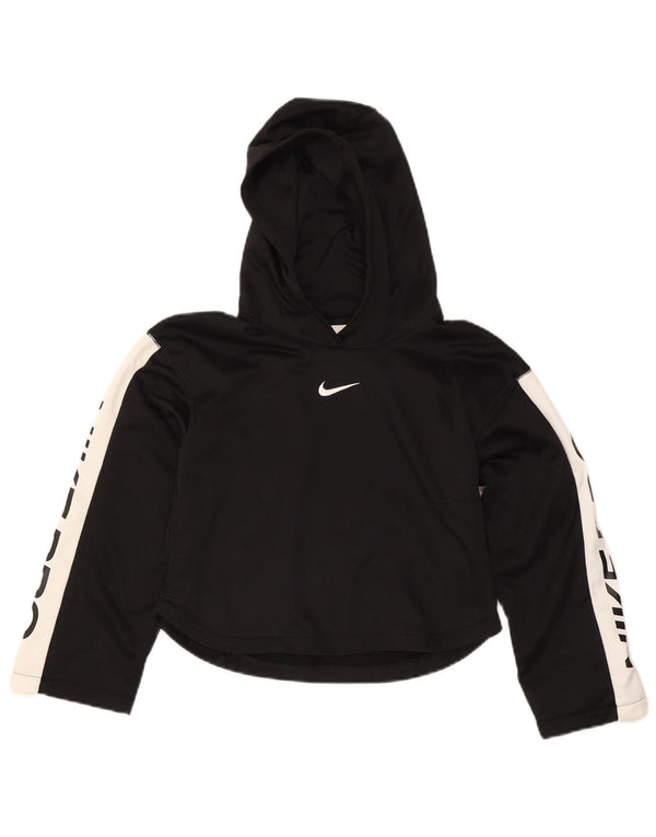 Nike Girls Graphic Crop majica s kapuljačom 12-13 Years Large Black Colourblock