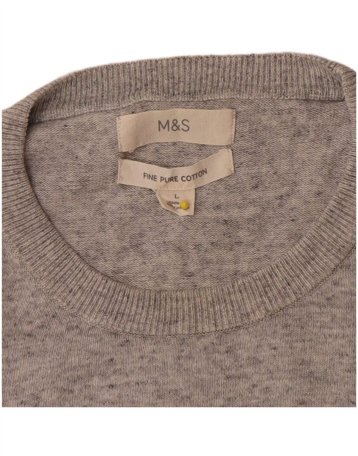Marks & Spencer muški pulover s okruglim izrezom, veliki sivi flekasti pamuk