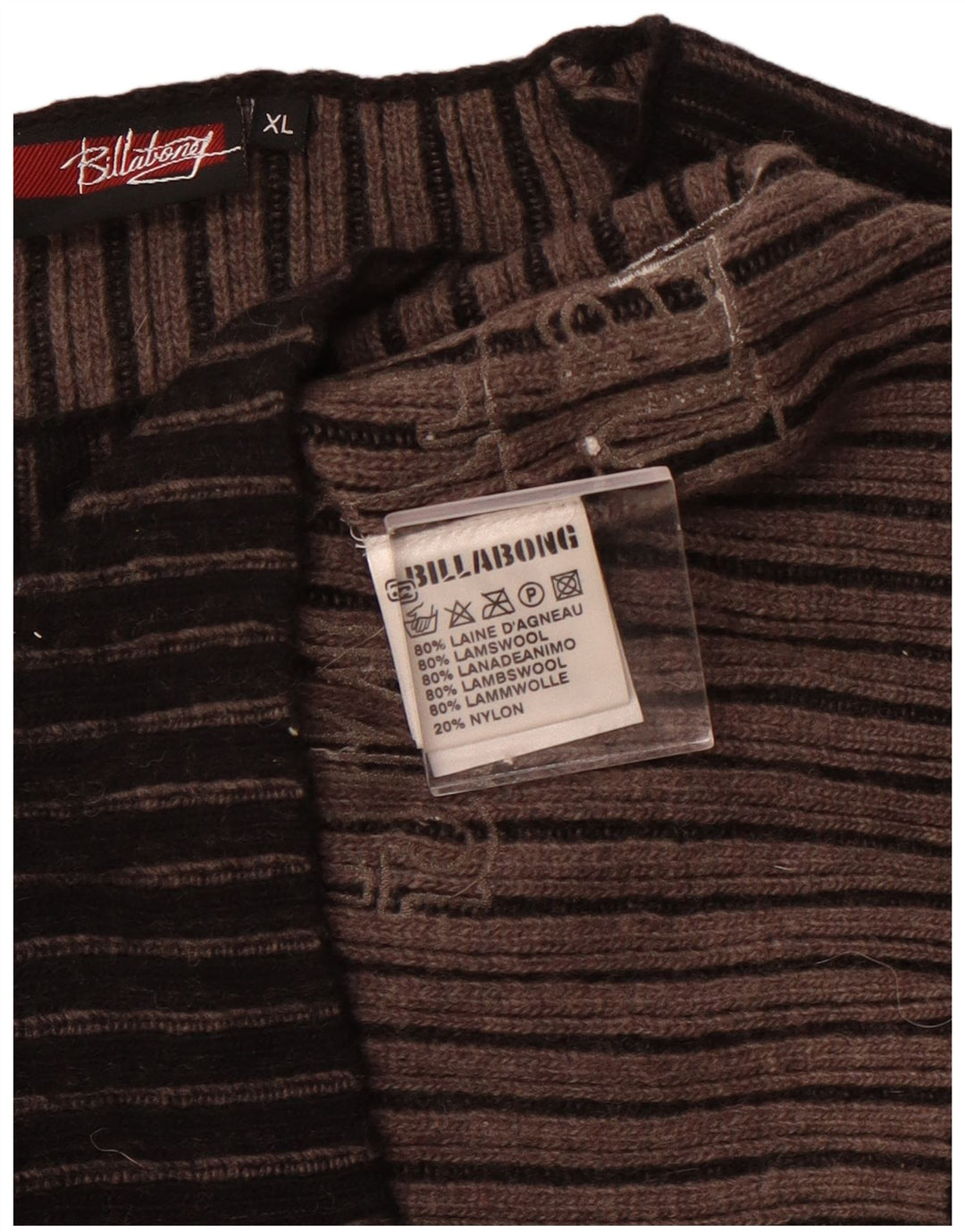 Billabong ženski džemper s morskim izrezom UK 18 XL crna na pruge od janjeće vune