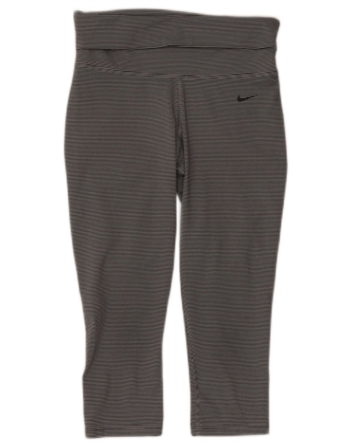 Nike Ženske Dri Fit Capri tajice UK 8 male sive pruge od poliestera