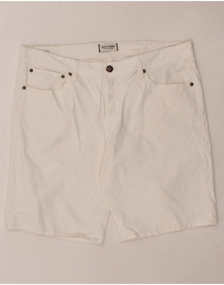 JACK & JONES Mens Casual Shorts XL W38  White Polyester Vintage Jack & Jones and Second-Hand Jack & Jones from Messina Hembry 