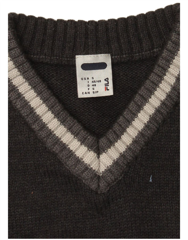 Fila muški pulover s V-izrezom mali sivi