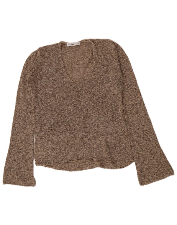 Zara ženski džemper s V-izrezom UK 10 Small Brown