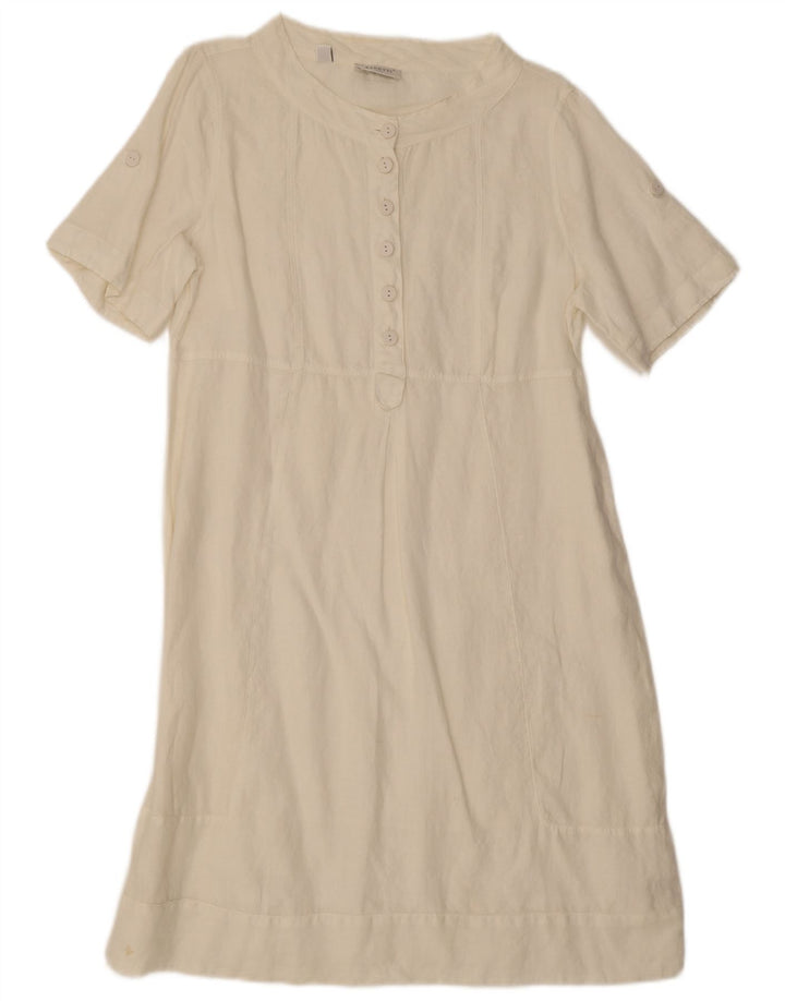 ZANETTI Womens Basic Dress EU 42 Large White Linen