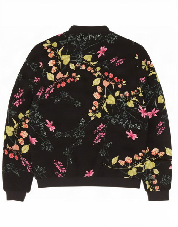 Marks & Spencer ženska prevelika bomber jakna UK 10 Mala crna cvjetna
