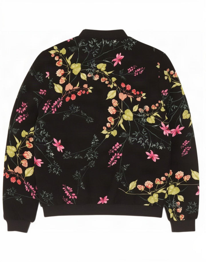 Marks & Spencer ženska prevelika bomber jakna UK 10 Mala crna cvjetna