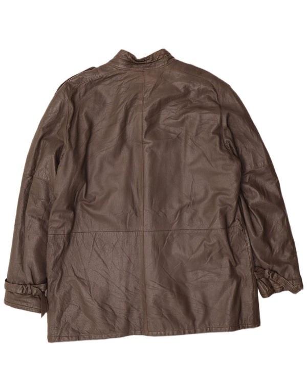 Vintage muška vojna kožna jakna IT 56 3XL siva koža