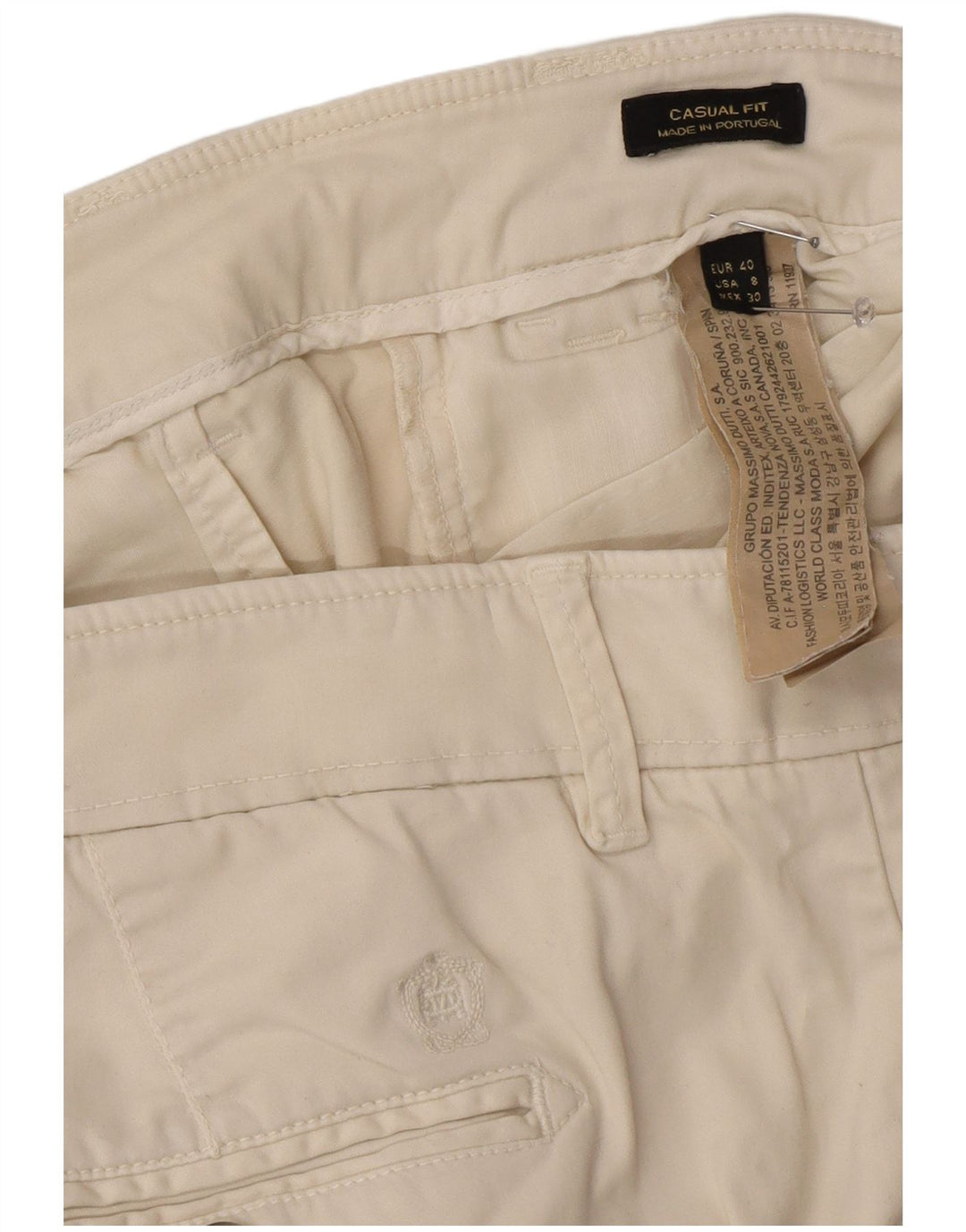 Ženske chino hlače Massimo Dutti EU 40 srednje W30 L29 sivobijele