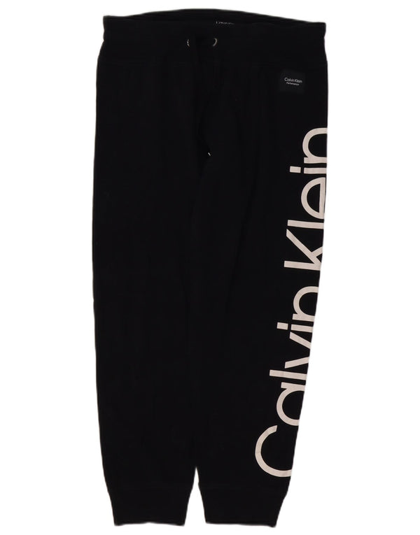 CALVIN KLEIN Ženske grafičke trenirke Hlače Joggers UK 14 srednje crne