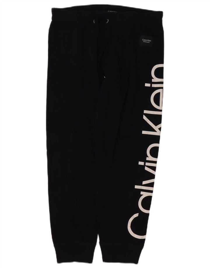 CALVIN KLEIN Ženske grafičke trenirke Hlače Joggers UK 14 srednje crne