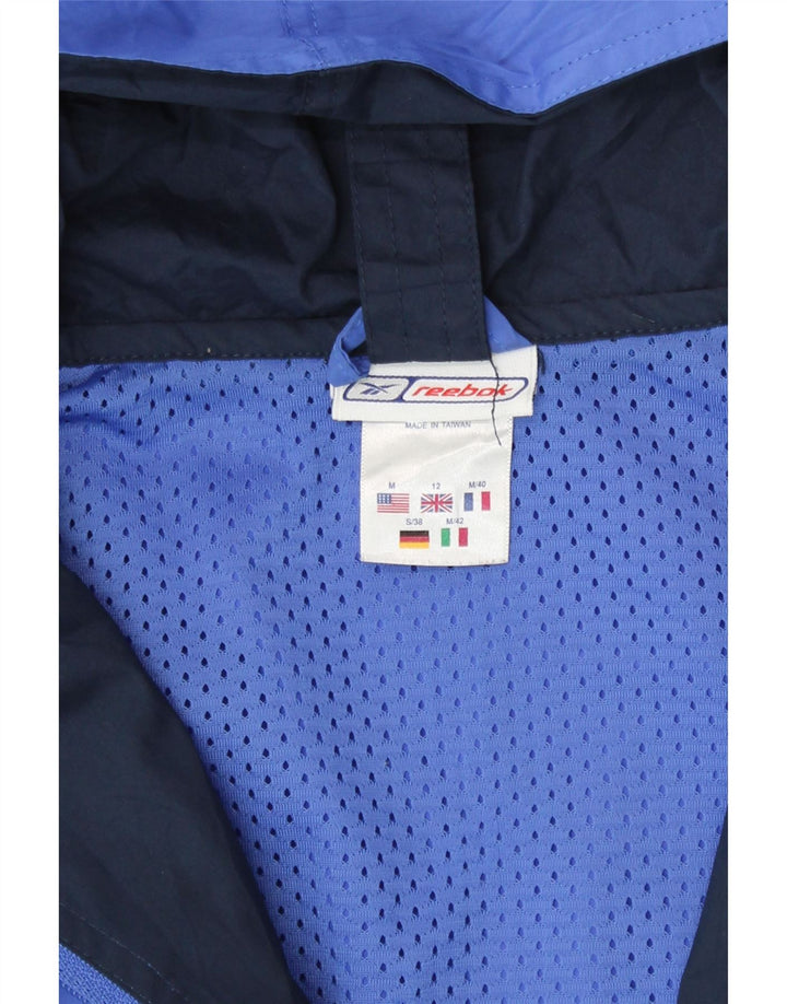 REEBOK Womens Hooded Rain Jacket UK 12 Medium  Blue Nylon Vintage Reebok and Second-Hand Reebok from Messina Hembry 