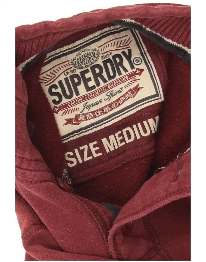 Superdry muška dukserica s dugmadima i izrezom Srednji bordo pamuk