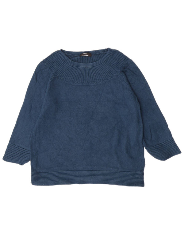 Marks & Spencer Womens Boat Neck Jumper Sweater UK 14 Medium Blue