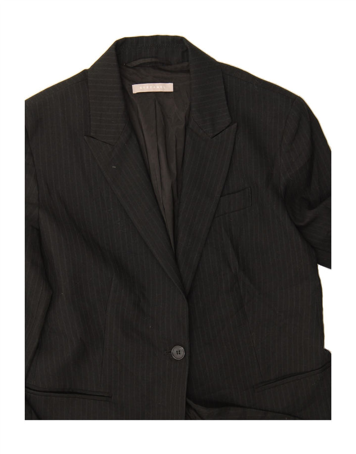 STEFANEL Womens 1 Button Blazer Jacket IT 42 Medium Black Pinstripe Vintage Stefanel and Second-Hand Stefanel from Messina Hembry 