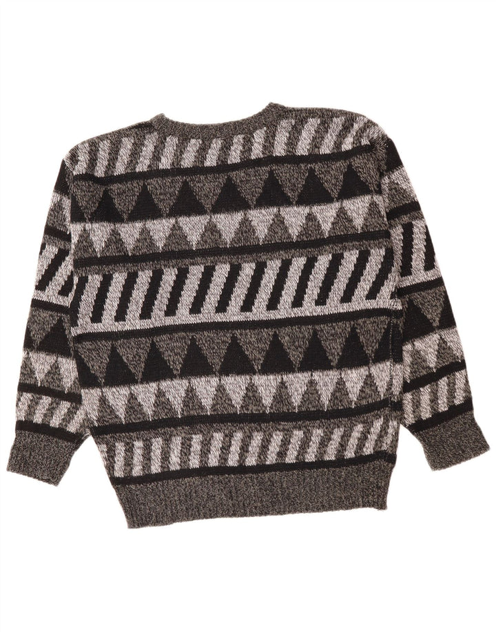 Vintage muški džemper s okruglim izrezom IT 52 veliki sivi geometrijski