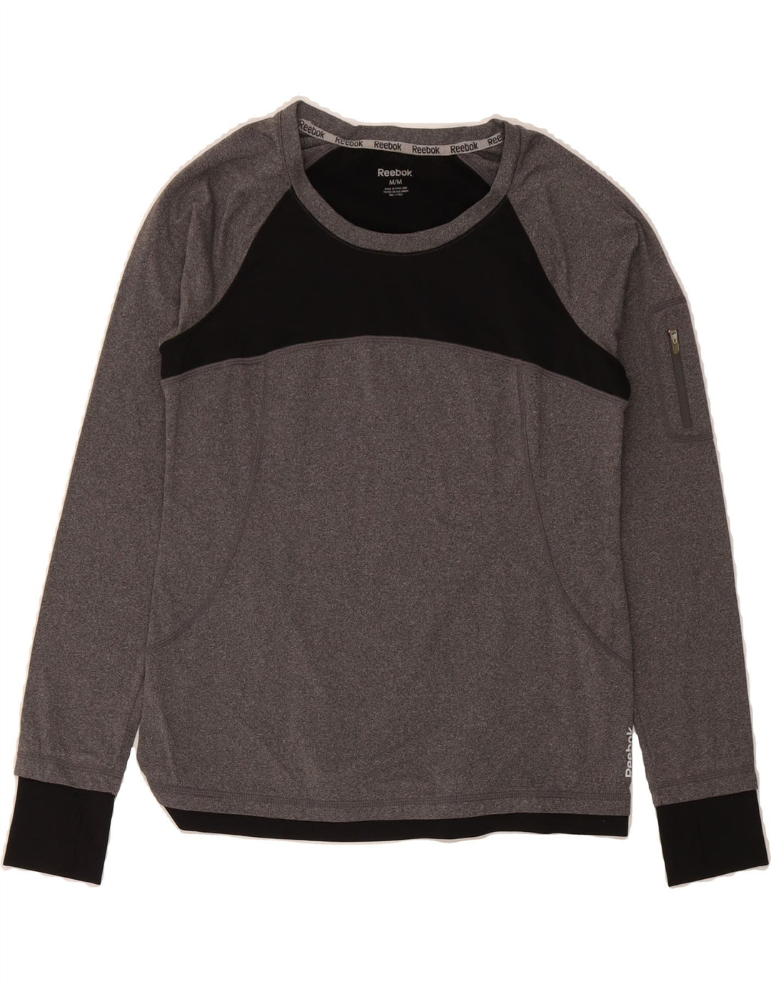 REEBOK Womens Top Long Sleeve UK 12 Medium Grey Colourblock Polyester Vintage Reebok and Second-Hand Reebok from Messina Hembry 