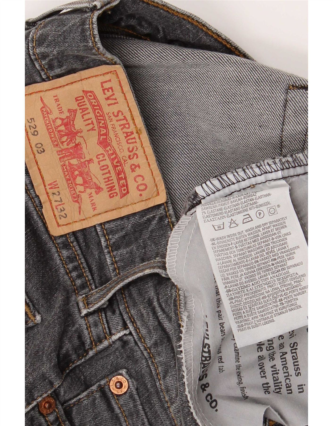 Levi's ženske traperice 529 Curvy Bootcut W27 L32 Sivi pamuk