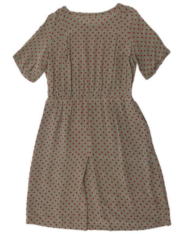 Vintage ženska haljina A-kroja UK 18 XL Zelena točkasta