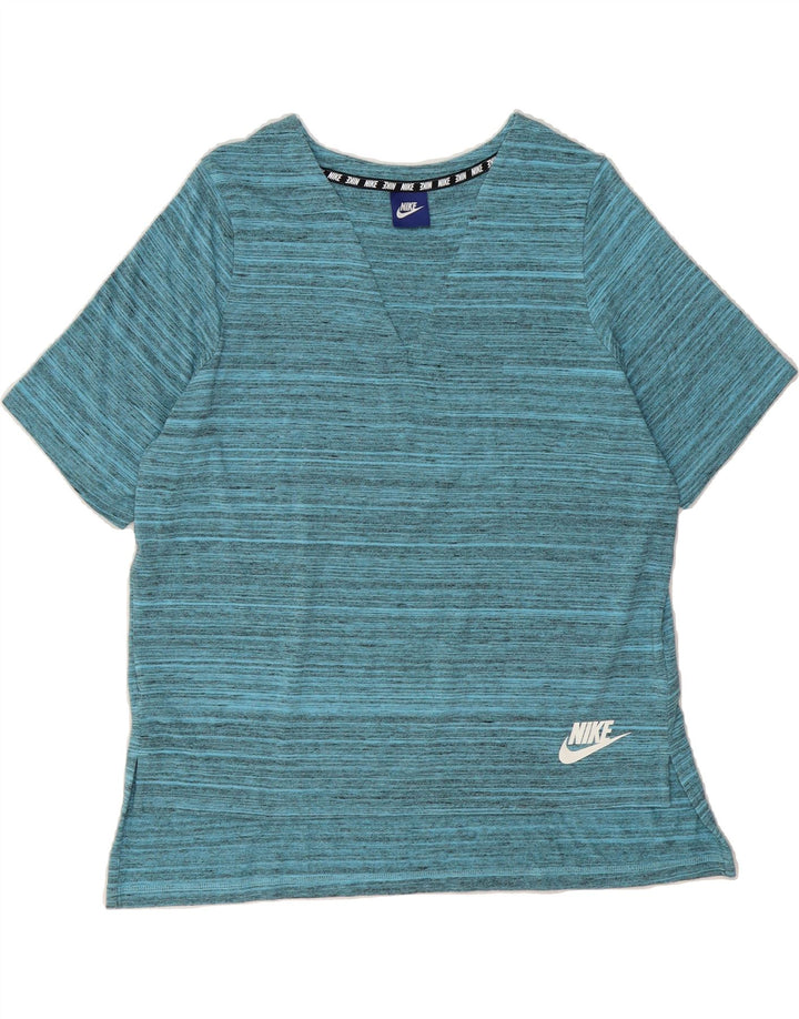NIKE Womens T-Shirt Top UK 14 Medium Blue Flecked Viscose Vintage Nike and Second-Hand Nike from Messina Hembry 