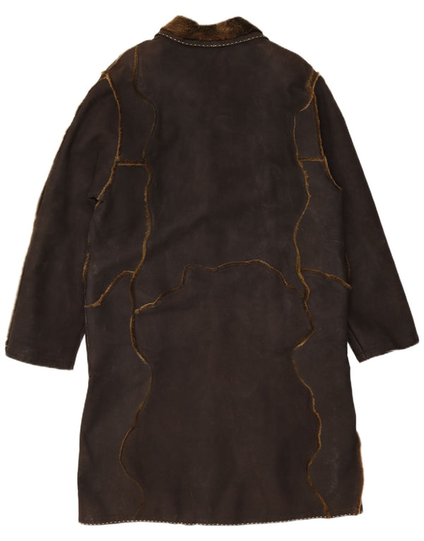 VINTAGE ženski kaput od brušene kože UK 16 Veliki smeđi