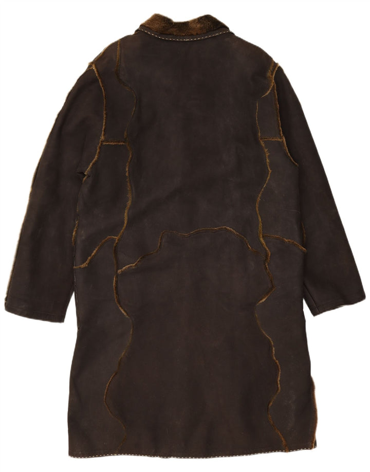 VINTAGE ženski kaput od brušene kože UK 16 Veliki smeđi