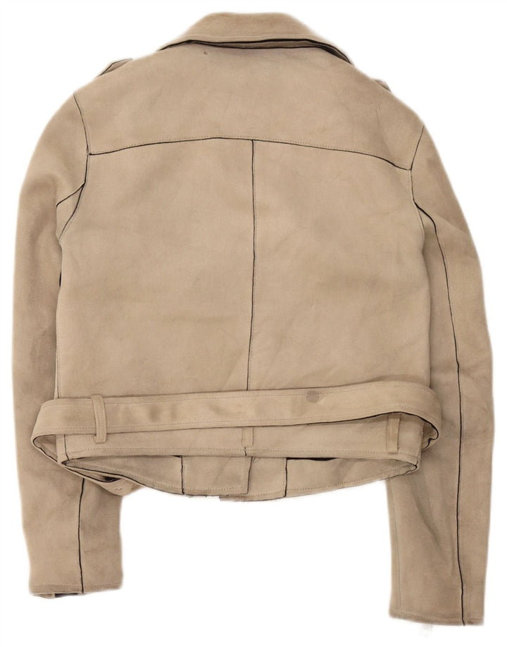 Zara ženska kratka biciklistička jakna UK 10 Small Beige Poliester