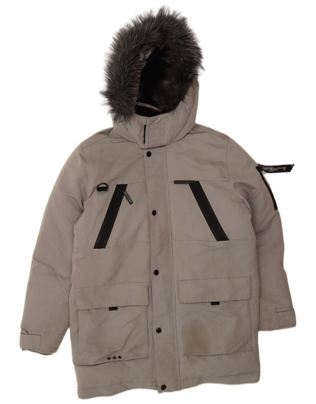 HOLLISTER Muška podstavljena jakna s kapuljačom UK 40 veliki sivi poliester