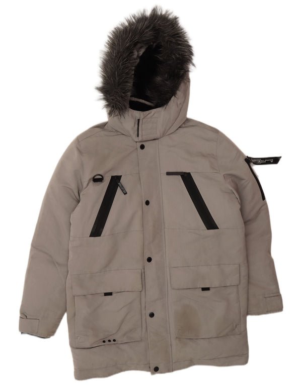 HOLLISTER Muška podstavljena jakna s kapuljačom UK 40 veliki sivi poliester