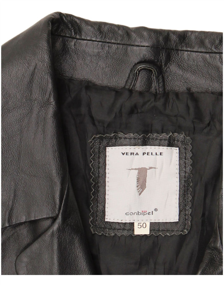 CONBIPEL muški kožni kaput IT 50 veliki crni kožni
